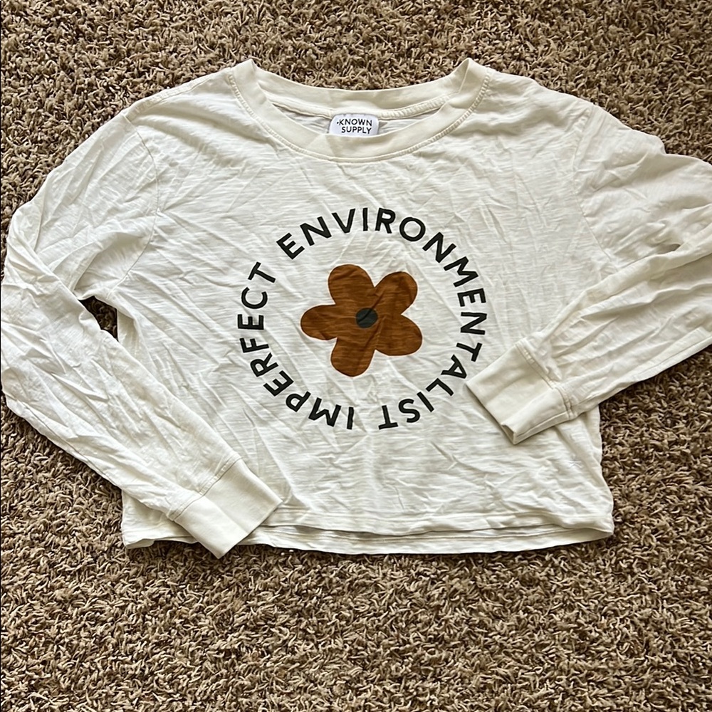 Known Supply White Graphic Long Sleeve Top
